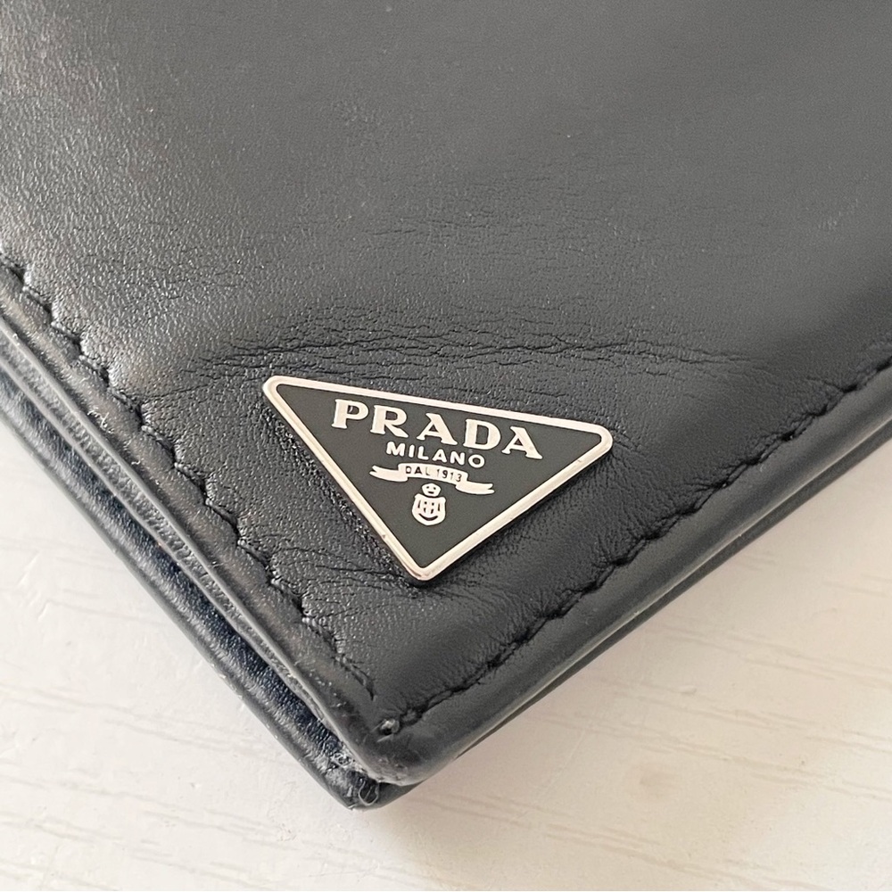 Prada black soft calfskin leather vertical breast pocket wallet - Picture 3 of 11
